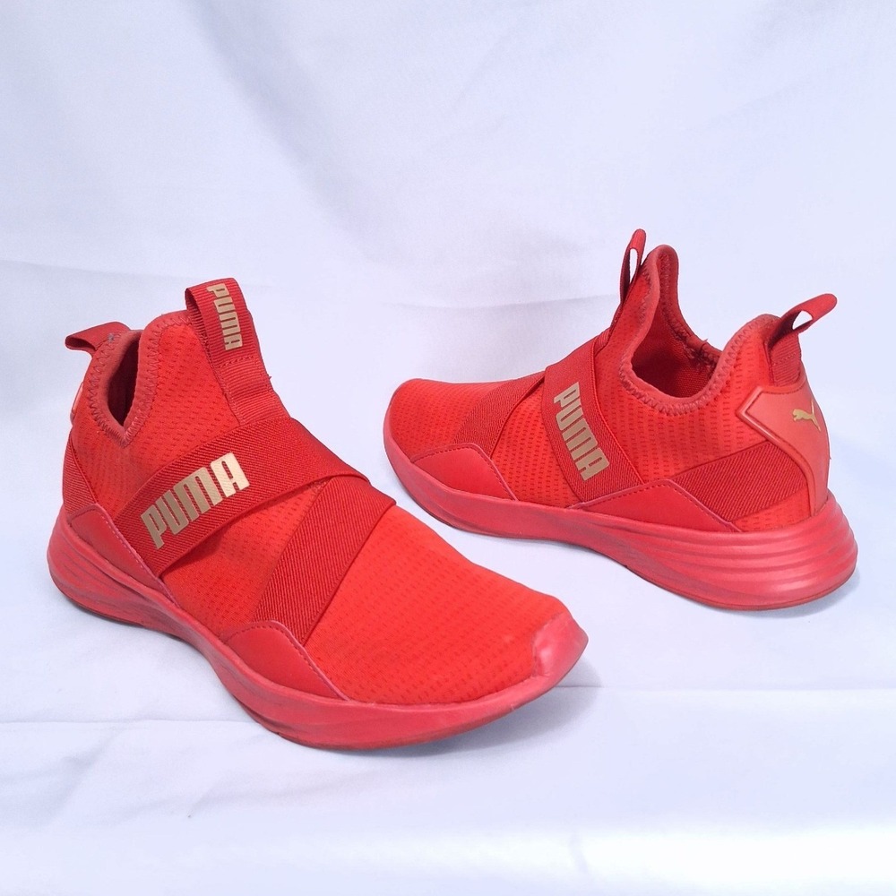 PUMA Radiate Mid Running Shoes Women 6.5 Red Gold Athletic Sneakers